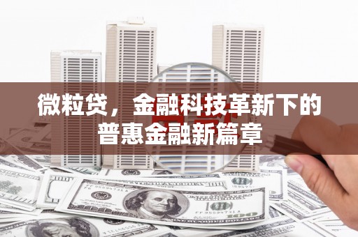 延庆微粒贷，金融科技革新下的普惠金融新篇章
