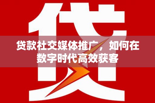延庆贷款社交媒体推广，如何在数字时代高效获客